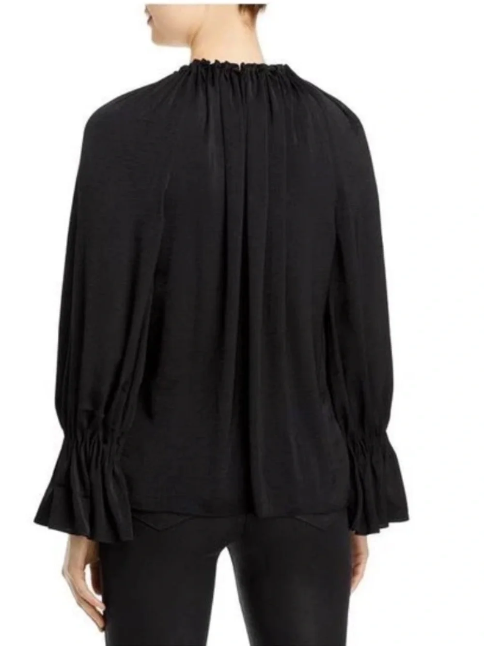 Kobi Halperin Silk Boho Peasant Blouse/Eyelet Lace Sleeve Size M